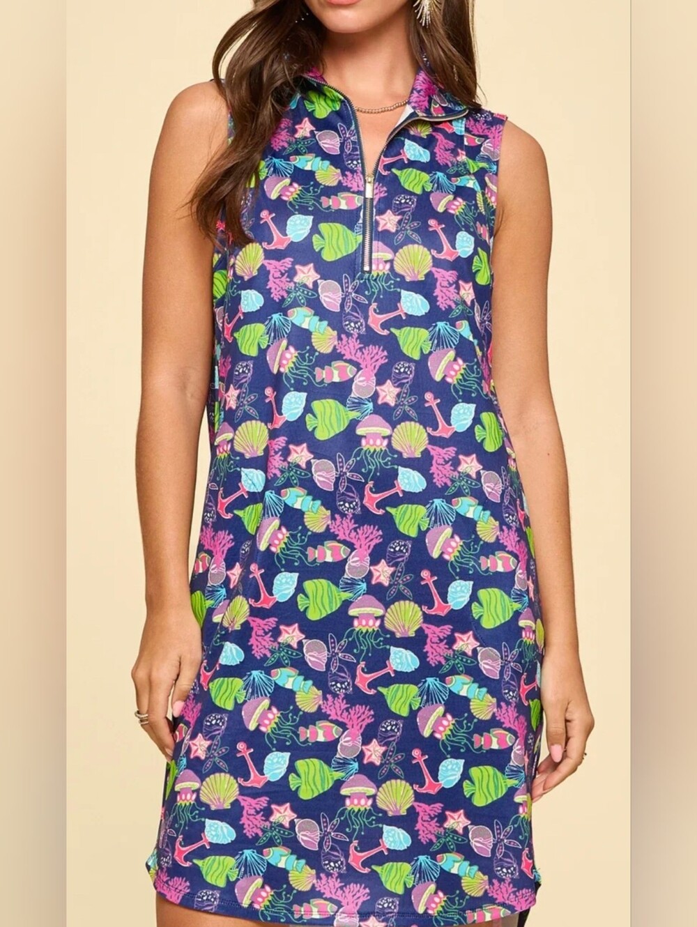 Harbour Tank Dress Multi tennis golf summer midi Sealife By Dear Scarlett XL